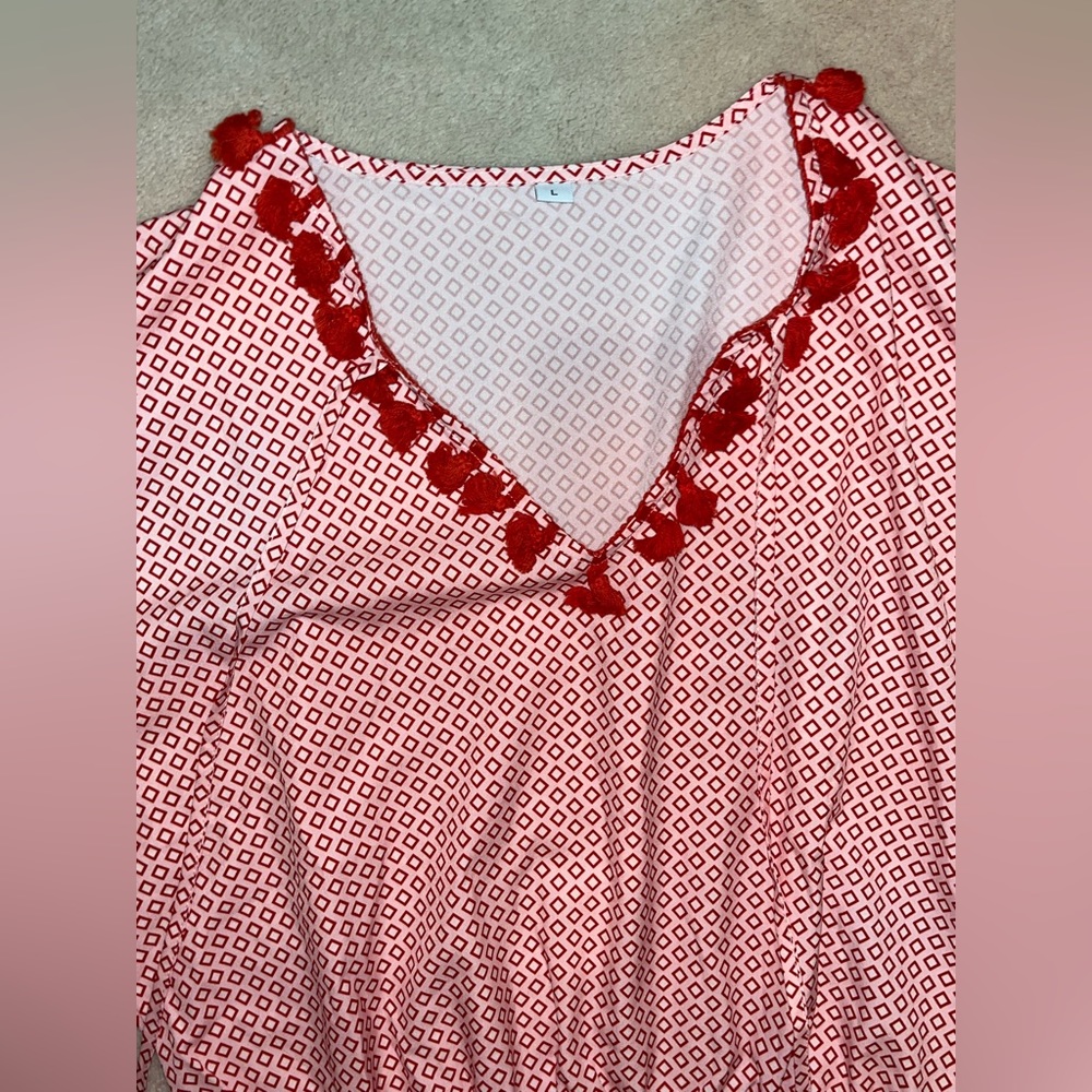 Mini red dress with tassels size Large